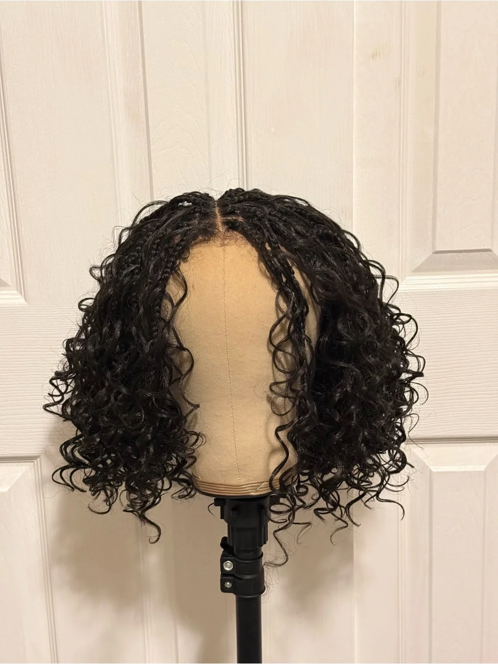 Natural Black Curly Lace Front Wig - 12”